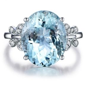 Aquamarine Blue Silver 925 Ring